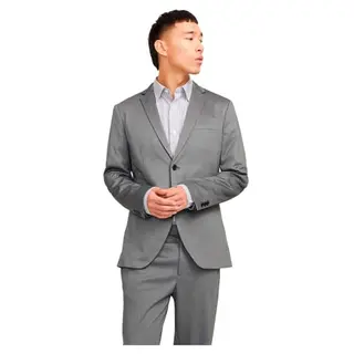 JACK & JONES Herren Jersey-Blazer, Slim Fit, Dunkelgrau Melange, Größe 46