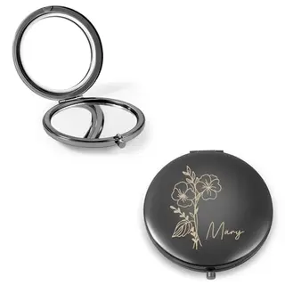 Glimmerday Personalisierter Faltbarer Schminkspiegel, Tragbarer Tauchscher Spiegel, Runder Mini-Taschenspiegel, Geschenk zum Valentinstag