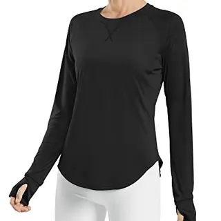 G4Free Damen Langarm Sportshirt UV Schutz mit Daumenloch für Yoga und Fitness