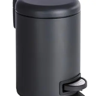 WENKO Treteimer Leman, 3 l, aus lackiertem Stahl, ideal für Bad & Küche, 17x25x22,5 cm, schwarz matt
