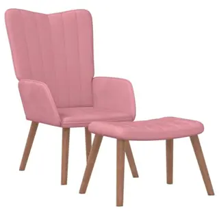 vidaXL Relaxsessel mit Hocker, Rosa Samt, moderner Sitz mit Armlehnen