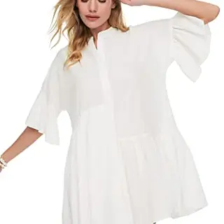 Damen Strandkleid, Weiß, asymmetrisch, Größe 38