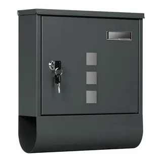 WOLTU Briefkasten mit Zeitungsfach, abschließbar, modern, Anthrazit, 30,5x33,5x9 cm