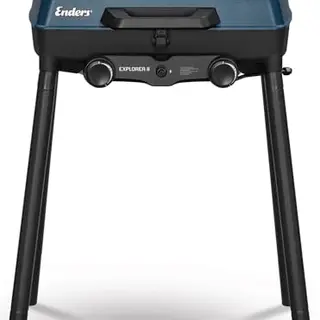 Enders Camping Gasgrill EXPLORER II mit Thermometer, 2 Edelstahl-Brenner, kompakter Balkon-Picknick-Grill