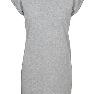 Urban Classics Damen Kleid mit Stehkragen & überschnittenen Schultern – Baumwoll, Regular Fit, Grau, S