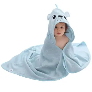 HaHaShow Jungen Mädchen Bambus Viskose Kapuzen-Badetuch mit Tierdesign, 75 f 100 cm, Saugstarkes Kleinkindhandtuch für Neugeborene, Blau Hund