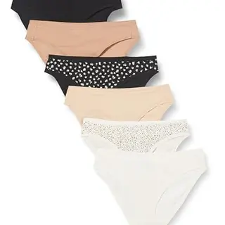 Amazon Essentials Damen Unterwäsche Bikini Slips Baumwolle, 6er Pack, Floral/Mehrfarbig, bis Größe 40