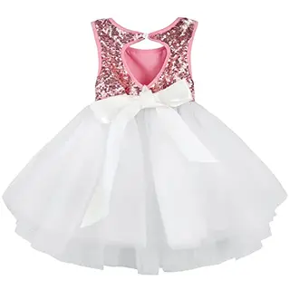 AGQT Baby Mädchen Tutu Kleid - Ärmellos, Partykleid für Prinzessinnen, Hellrosa, 18-24 Monate