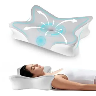 Qufby Ergo Nackenkissen aus Memory Foam – Orthopädisches Anti-Schnarch-Kissen für Seiten-, Rücken- und Bauchschläfer