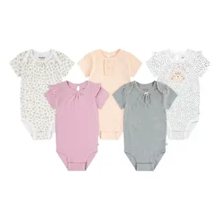 Huggies Little Hugs Mädchen Bodys Set (5er Pack) - Rosa/Grau/Beige, 12 Monate