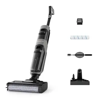 Rowenta X-Clean 4 kabelloser Nass- und Trockenstaubsauger, 50 Min Laufzeit, automatische Schmutzerkennung, mit LED-Display, für Hartböden, grau