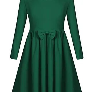 Arshiner Mädchen Kleid aus Baumwolle, Langarm, A-Linie, festlich, Rundhals, für Herbst/Winter, 12-13 Jahre, 160, Dunkelgrün