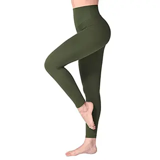 SINOPHANT Damen Leggings High Waist - Blickdichte Sport Leggings mit Bauchkontrolle, Grün, L-XL
