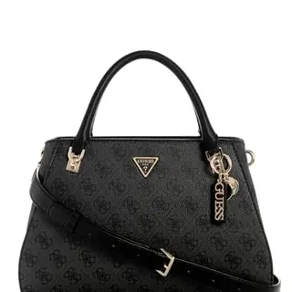 GUESS Damen Noelle II Luxury Satchel, Umhängetasche, Kohle-Logo