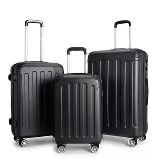 Boleedy 3-tlg. Kofferset, Hartschalen, 55/66/76cm, Trolley, leise Doppelräder & Teleskopgriff, schwarz
