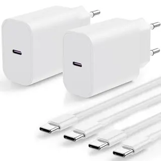 2er Pack 20W USB-C Schnellladegerät für iPhone 17, 16, 15, iPad und mehr