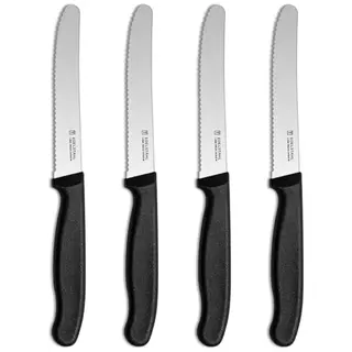 Targzier Frühstücksmesser 4er Set – Scharfe Wellenschliffmesser mit Edelstahl und Kunststoffgriff