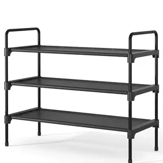 Kitsure Schuhregal für den Eingangsbereich, platzsparend, 3-stöckig, 70 cm breit, schwarz