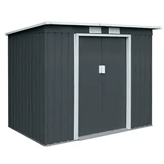 HATTORO P100 Gartenhaus mit Pultdach, Geräteschuppen 213x130cm, modernes Grau/Anthrazit, mit Schiebetüren und Belüftung