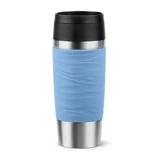 Emsa Travel Mug Wave Isolierbecher 0,36l, Edelstahl, 4h heiß/8h kalt, 100% dicht, spülmaschinenfest, Pastellblau