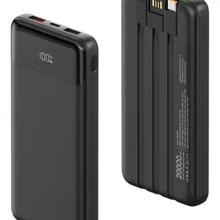 Power Bank 20000mAh mit 3 Kabeln, 22,5W Schnellladung, USB-C, für iPhone, Samsung & mehr