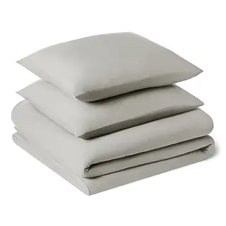 Amazon Basics Bettwäsche 200x200 cm, 3-teilig, Mikrofaser, Knitter-Look, Bügelfrei, Grau