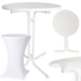 Onbest Klappbarer Stehtisch mit Husse – 110 cm hoch, Ø80 cm, für drinnen und draußen, ideal als Bistrotisch oder Gartentisch