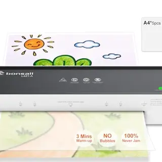Bonsaii A4-Laminator, 80–100 Mikrometer, für Büro & Haushalt, inklusive 5 Blatt Laminierfolie