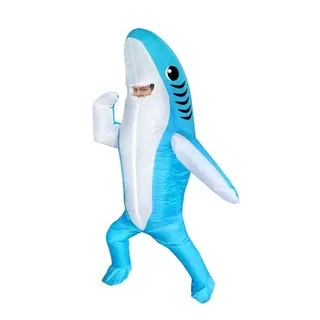 FXICH Aufblasbares Hai Kostüm für Erwachsene – Lustiges Blow-Up-Shark-Kostüm für Halloween, Karneval, JGA & Strandparty