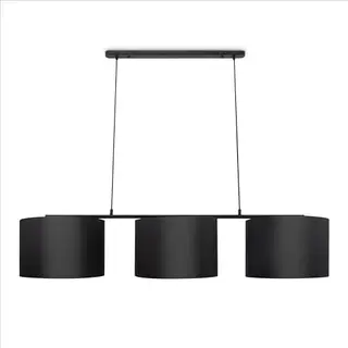 Paco Home Stehlampe Pendellampe aus Stoff, 3-flammig, modern, rund Ø38cm, schwarz/grau
