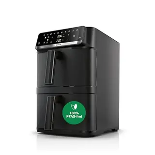 Bosch Serie 6 XXL Heißluftfritteuse, 12 L, Doppelkammer, platzsparend, 6 Programme, PFAS-frei, schwarz