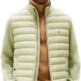 Tommy Hilfiger Herren Sweatshirt mit Reißverschluss, Steppjacke, Grün (Earth Sage), M