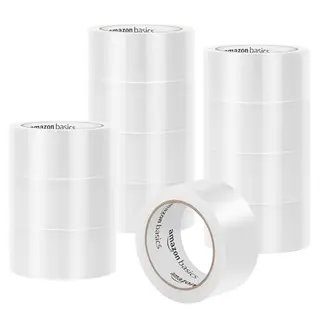 Amazon Basics Paketband, 12 Stück, Transparent, ideal für Versand und Umzug