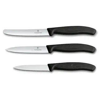 Victorinox Swiss Classic Küchenmesser Set, 3-tlg, Gemüsemesser, Schwarz