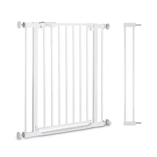 Hauck Türschutzgitter mit 9 cm Verlängerung, selbstschließend, flach, Weiß