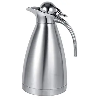 Kaffeekanne aus Edelstahl, 1.5L, doppeltwandig, vakuumisoliert für Kaffee, Tee & Heißwasser, silber