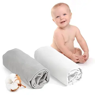 Dreamzie Spannbettlaken für Baby 70x140, 2er Pack, elastisch, Oeko-Tex zertifiziert