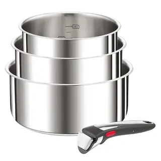 Tefal Ingenio Preference 4-teiliges Kasserollenset, stapelbar und platzsparend, 16/18/20 cm mit abnehmbarem Griff