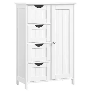 VASAGLE Badezimmerschrank, schmal, mit 4 Schubladen, weiß, 30x55x82cm