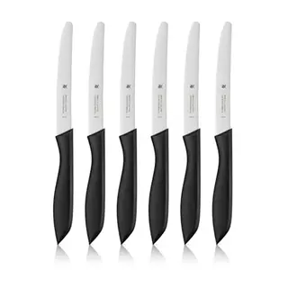 WMF Classic Line Frühstücksmesser-Set, 6-tlg., 23 cm, mit Wellenschliff, Kunststoffgriff, schwarz