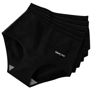 QINCAO Damen Unterhosen, 6er Pack Hohe Taille Baumwolle Slips, Atmungsaktive Panties