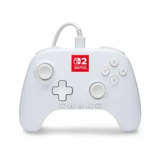 PowerA Kabelgebundener Controller für Nintendo Switch 2, weiß, lizenziert, RGB-Beleuchtung, Tasten belegbar, C-Taste, Pro-Controller