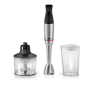 Bosch Stabmixer ErgoMaster Serie 6, 1200 W, langlebig, mit Zerkleinerer, Mixbecher & 4 Edelstahl-Klingen