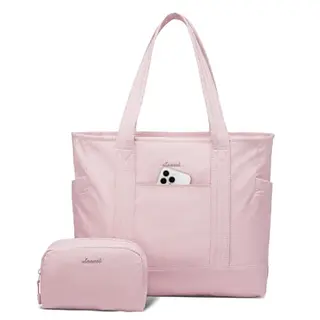 LOVEVOOK Damen Shopper Tasche mit 17,3" Laptop, elegante Handtasche für Büro, Arbeit, Reisen, Sport & Alltag, rosa