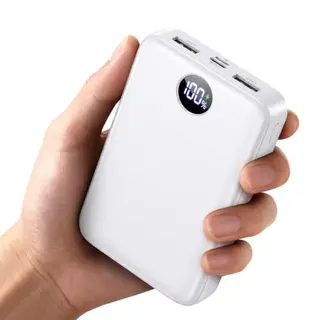 Power Bank 40000mAh, Kompakte Schnelllade-Powerbank mit Display, Weiß