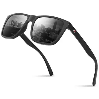 Unisex Polarisiert-Sonnenbrille für Outdoor-Aktivitäten, schwarz-grau