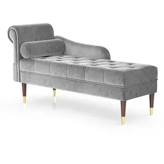Vesgantti Velvet Chaiselongue, Lounge Sofa mit linker Armlehne, Samt Recamiere für Wohnzimmer und Büro, 149.5 x 54 x 76 CM