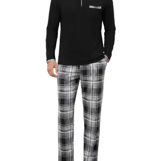 Uniexcosm Herren Schlafanzug Baumwolle, Langarm Pyjama, T1 M