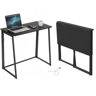 Songvas Klappbarer Schreibtisch, 80x40 cm, Faltbarer Computertisch für Homeoffice und Küche - Ebenholz Schwarz