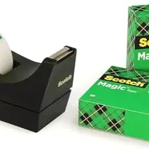 Scotch Tischabroller C38, Schwarz + Magic Tape, 3 Rollen, 19 mm x 33 m